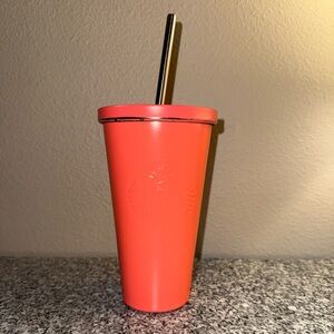 Starbucks coral metal tumbler